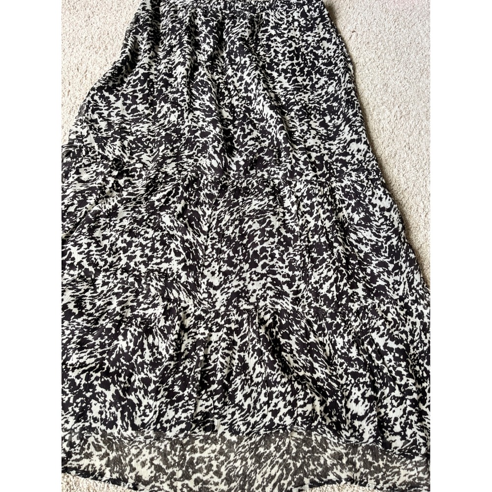 Women's Skirt Ba&sh Size 0 Animal Print Ruffle Hem Side Zip Midi Skirt Black XS - Picture 8 of 9